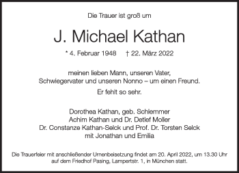 Traueranzeige von J. Michael Kathan von Süddeutsche Zeitung