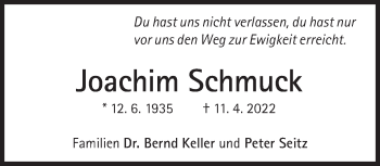 Traueranzeige von Joachim Schmuck von Süddeutsche Zeitung