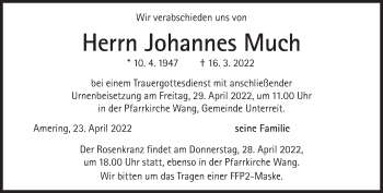 Traueranzeige von Johannes Much von Süddeutsche Zeitung