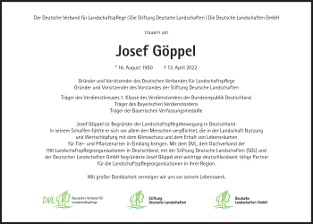 Traueranzeige von Josef Göppel von Süddeutsche Zeitung