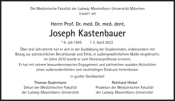 Traueranzeige von Josef Kastenbauer von Süddeutsche Zeitung