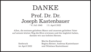 Traueranzeige von Joseph Kastenbauer von Süddeutsche Zeitung