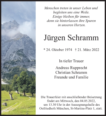 Traueranzeige von Jürgen Schramm von Süddeutsche Zeitung