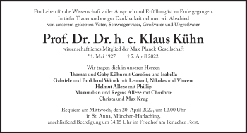 Traueranzeige von Klaus Kühn von Süddeutsche Zeitung