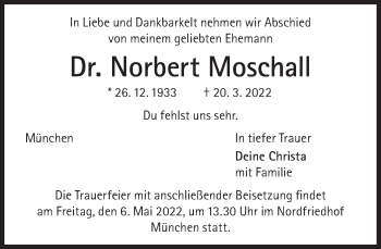 Traueranzeige von Norbert Moschall von Süddeutsche Zeitung
