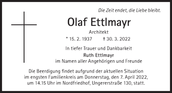Traueranzeige von Olaf Ettlmayr von Süddeutsche Zeitung