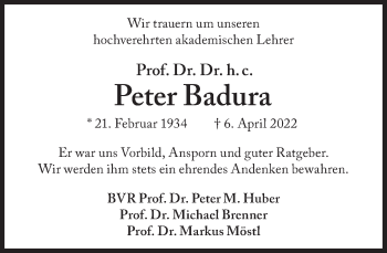 Traueranzeige von Peter Badura von Süddeutsche Zeitung