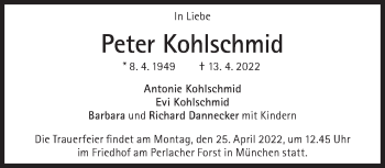 Traueranzeige von Peter Kohlschmid von Süddeutsche Zeitung