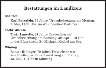 Traueranzeige von Trutz Lancelle von Süddeutsche Zeitung