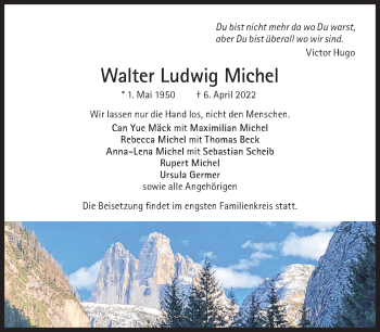 Traueranzeige von Walter Ludwig Michel von Süddeutsche Zeitung