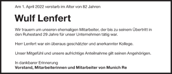 Traueranzeige von Wulf Lenfert von Süddeutsche Zeitung