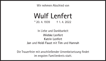 Traueranzeige von Wulf Lenfert von Süddeutsche Zeitung