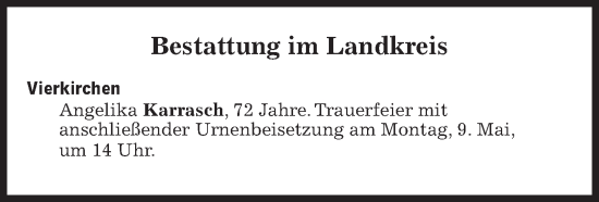 Traueranzeige von Angelika Karrasch von Süddeutsche Zeitung