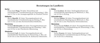 Traueranzeige von Bestattungen vom 03.05.2022 von Süddeutsche Zeitung