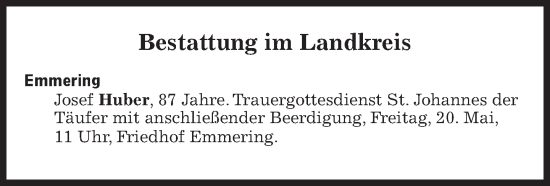 Traueranzeige von Bestattungen vom 20.05.2022 von Süddeutsche Zeitung