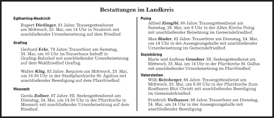 Traueranzeige von Bestattungen vom 24.05.2022 von Süddeutsche Zeitung