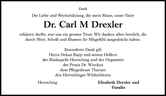 Traueranzeige von Carl M Drexler von Süddeutsche Zeitung