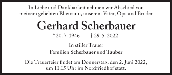 Traueranzeige von Gerhard Scherbauer von Süddeutsche Zeitung