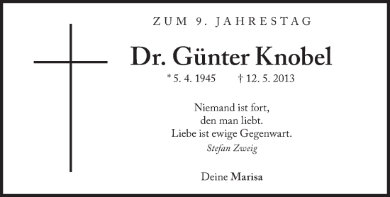 Traueranzeige von Günter Knobel von Süddeutsche Zeitung