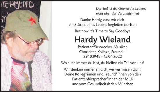Traueranzeige von Hartmut Wieland von Süddeutsche Zeitung