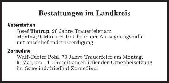 Traueranzeige von Wulf-Dieter Pohl von Süddeutsche Zeitung