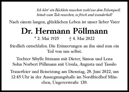 Traueranzeige von Hermann Pöllmann von Süddeutsche Zeitung
