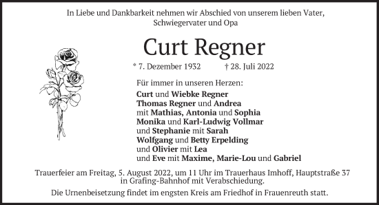Traueranzeige von Curt Regner von Süddeutsche Zeitung