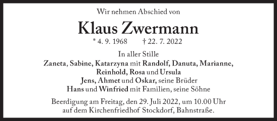Traueranzeige von Klaus Zwermann von Süddeutsche Zeitung