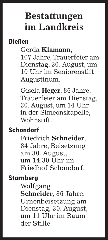 Traueranzeige von Bestattungen vom 30.08.2022 von Süddeutsche Zeitung