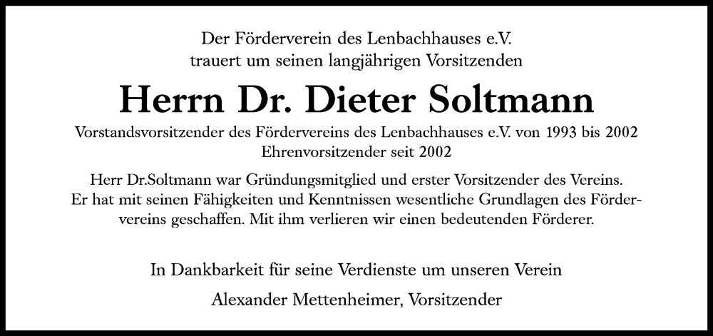  Traueranzeige für Dieter Soltmann vom 03.08.2022 aus Süddeutsche Zeitung