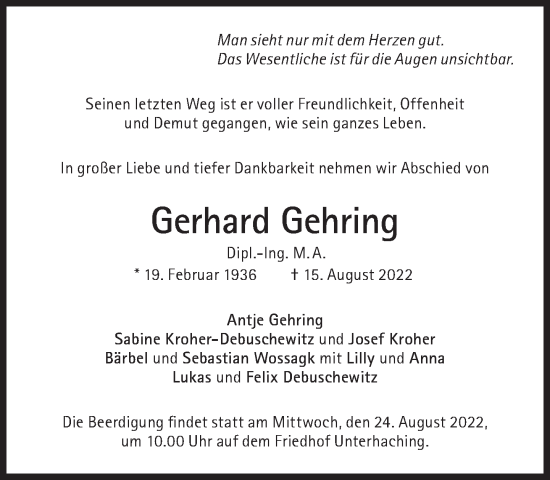 Traueranzeige von Gerhard Gehring von Süddeutsche Zeitung