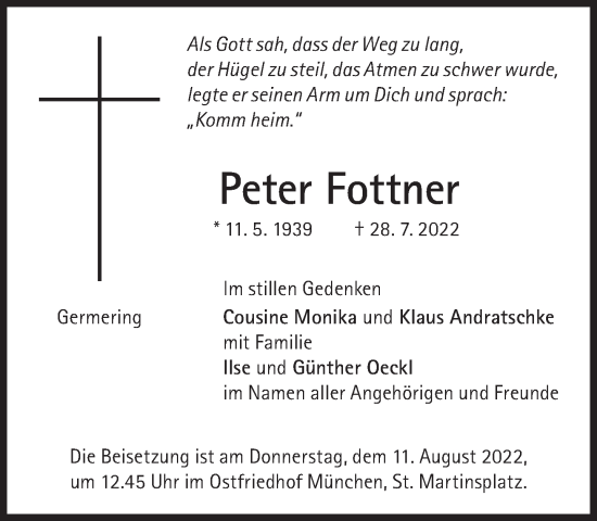 Traueranzeige von Peter Fottner von Süddeutsche Zeitung