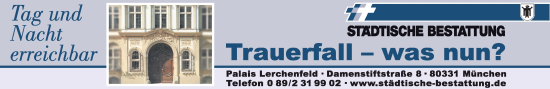 Traueranzeige von Städtische Bestattung  von Süddeutsche Zeitung