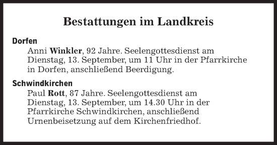 Traueranzeige von Bestattungskalender vom 12.09.2022 von Süddeutsche Zeitung