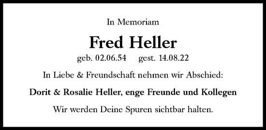 Traueranzeige von Fred Heller von Süddeutsche Zeitung