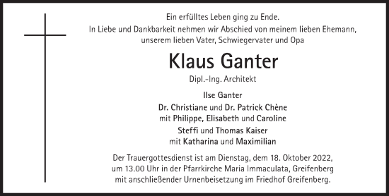 Traueranzeige von Klaus Ganter von Süddeutsche Zeitung