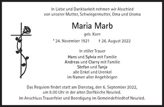 Traueranzeige von Maria Marb von Süddeutsche Zeitung
