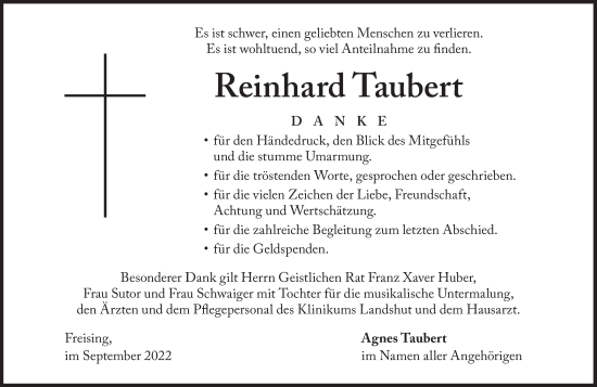 Traueranzeige von Reinhard Taubert von Süddeutsche Zeitung