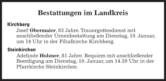 Traueranzeige von Bestattungen vom 10.01.2023 von Süddeutsche Zeitung