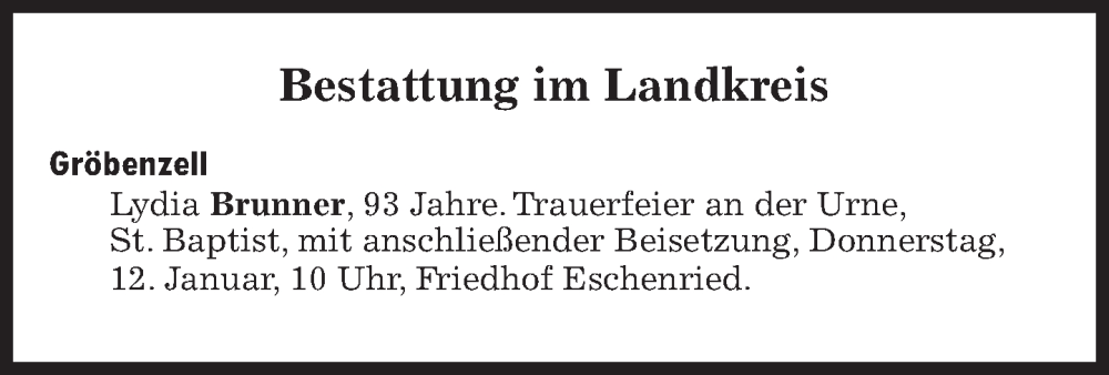  Traueranzeige für Bestattungen vom 12.01.2023 vom 12.01.2023 aus Süddeutsche Zeitung