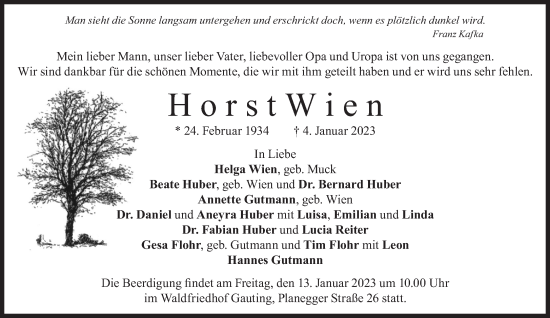 Traueranzeige von Horst Wien von Süddeutsche Zeitung