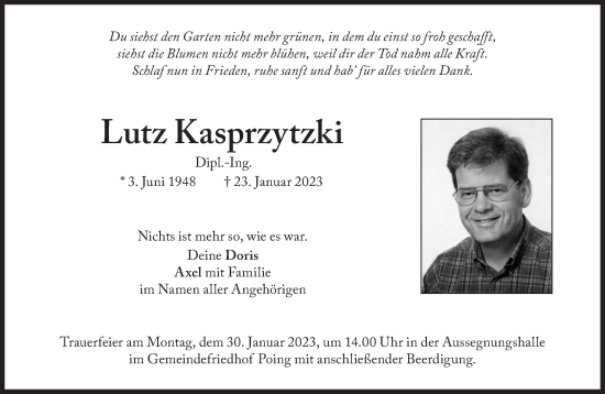 Traueranzeige von Lutz Kasprzytzki von Süddeutsche Zeitung