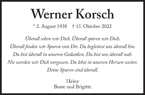 Traueranzeige von Werner Korsch von Süddeutsche Zeitung