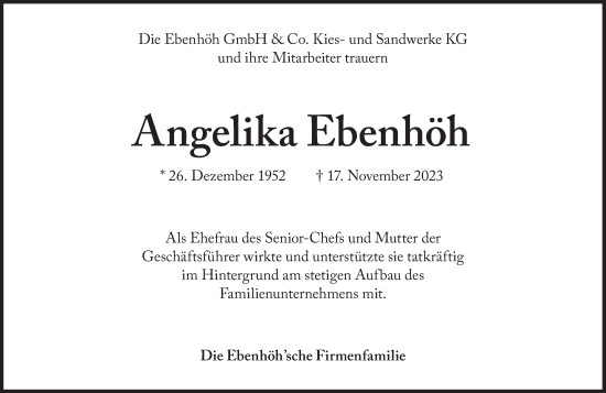 Traueranzeige von Angelika Ebenhöh von Süddeutsche Zeitung