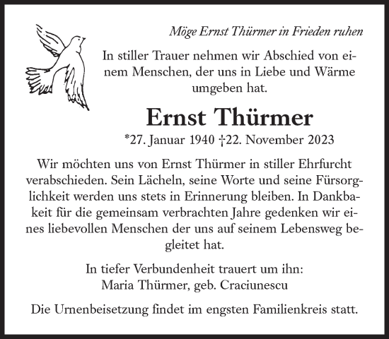Traueranzeige von Ernst Thürmer von Süddeutsche Zeitung