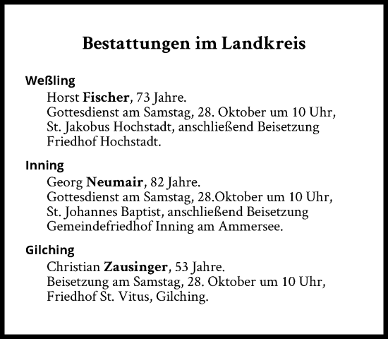 Traueranzeige von Horst Fischer von Süddeutsche Zeitung