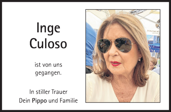 Traueranzeige von Inge Culoso von Süddeutsche Zeitung