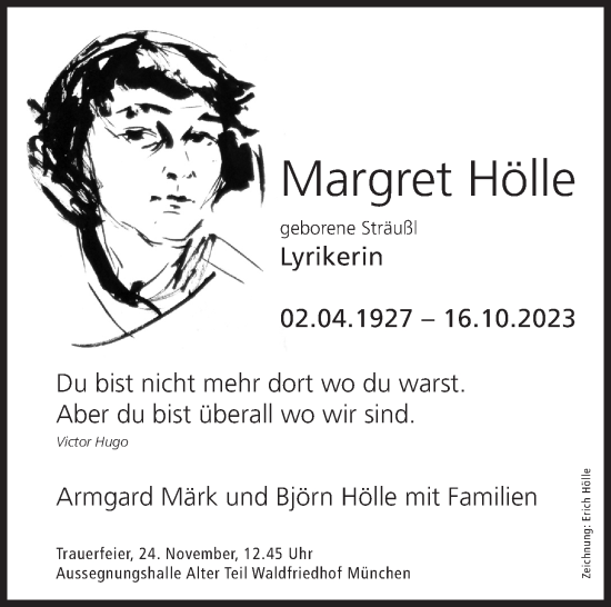 Traueranzeige von Margret Hölle von Süddeutsche Zeitung