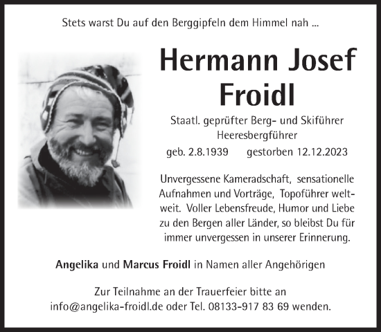 Traueranzeige von Hermann Josef Froidl von Süddeutsche Zeitung