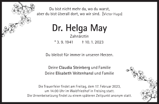 Traueranzeige von Helga May von Süddeutsche Zeitung